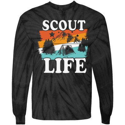 Scout Life Funny Scouting Lovers Camping Scout Vintage Tie-Dye Long Sleeve Shirt