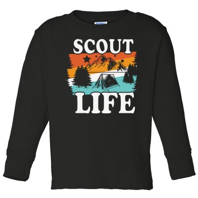 Scout Life Funny Scouting Lovers Camping Scout Vintage Toddler Long Sleeve Shirt