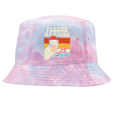 Santa Llama Fleece Navidad Alpaca Christmas Xmas Tie-Dyed Bucket Hat