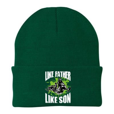 Snowcross Like Father Like Son Gift Proud Snowmobiling Cool Gift Knit Cap Winter Beanie