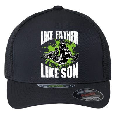 Snowcross Like Father Like Son Gift Proud Snowmobiling Cool Gift Flexfit Unipanel Trucker Cap