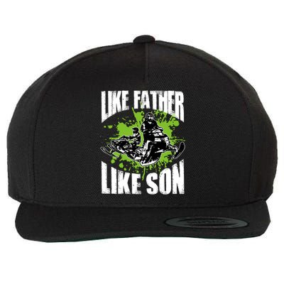 Snowcross Like Father Like Son Gift Proud Snowmobiling Cool Gift Wool Snapback Cap