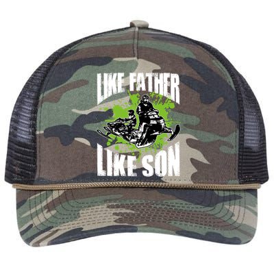 Snowcross Like Father Like Son Gift Proud Snowmobiling Cool Gift Retro Rope Trucker Hat Cap