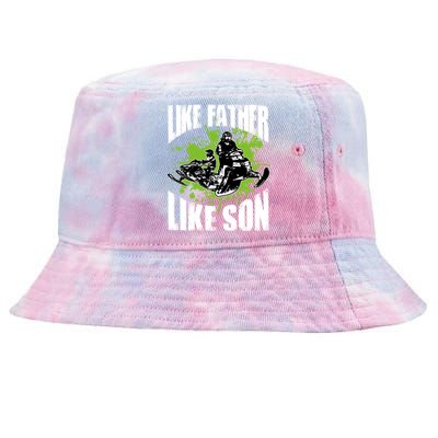 Snowcross Like Father Like Son Gift Proud Snowmobiling Cool Gift Tie-Dyed Bucket Hat