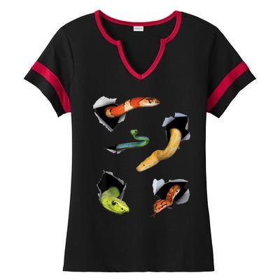 Snake Lover Funny Snake Reptile Lover Funny Snake Ladies Halftime Notch Neck Tee