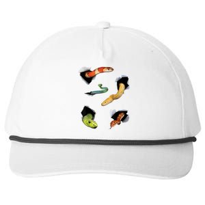 Snake Lover Funny Snake Reptile Lover Funny Snake Snapback Five-Panel Rope Hat