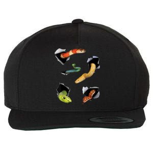 Snake Lover Funny Snake Reptile Lover Funny Snake Wool Snapback Cap