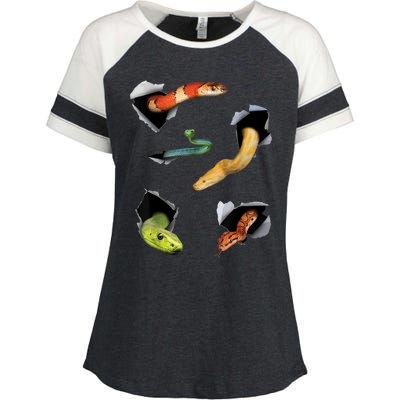 Snake Lover Funny Snake Reptile Lover Funny Snake Enza Ladies Jersey Colorblock Tee