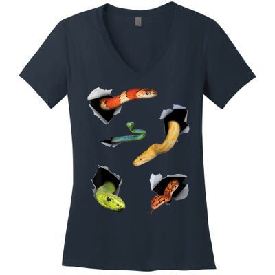 Snake Lover Funny Snake Reptile Lover Funny Snake Women's V-Neck T-Shirt