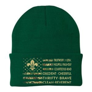 Scout Leader Funny Scout Camping Camo Us America Knit Cap Winter Beanie