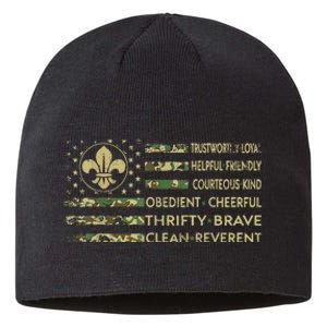 Scout Leader Funny Scout Camping Camo Us America Sustainable Beanie