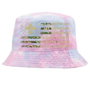 Scout Leader Funny Scout Camping Camo Us America Tie-Dyed Bucket Hat