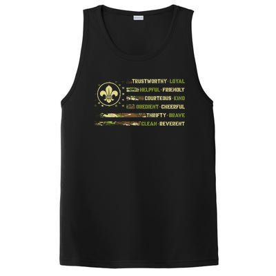 Scout Leader Funny Scout Camping Camo Us America Flag PosiCharge Competitor Tank