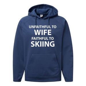 Skiing Lover Funny Couple Sports Season Meme For Husband Ski Gift Performance Fleece Hoodie