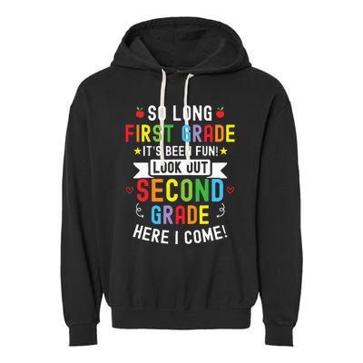 So Long First Grade 2nd Grade Here I Come Graduation Garment-Dyed Fleece Hoodie