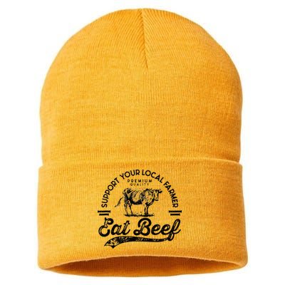 Support Local Farmers Farming Farmer Market Buy Eat Beef Sustainable Knit Beanie