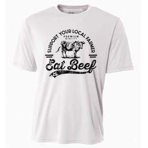 Support Local Farmers Farming Farmer Market Buy Eat Beef Cooling Performance Crew T-Shirt