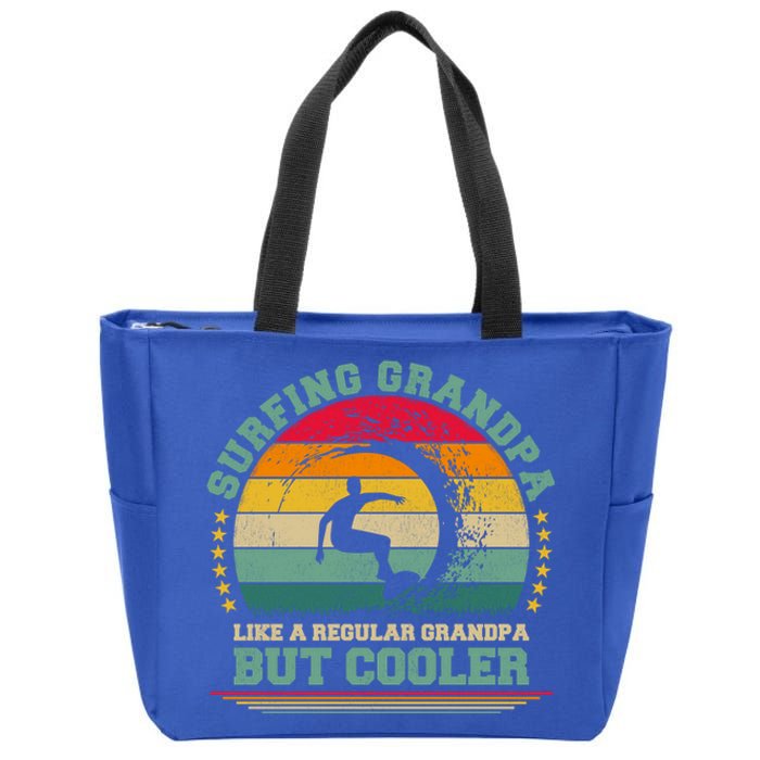 Surfing Lover Funny Vintage Surfing Grandpa Fathers Day Gift Zip Tote Bag