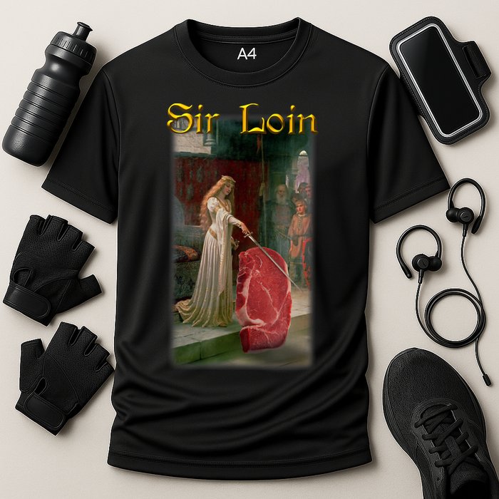 Sir Loin Funny Sirloin Steak Joke Medieval Accolade Art Cooling Performance Crew T-Shirt