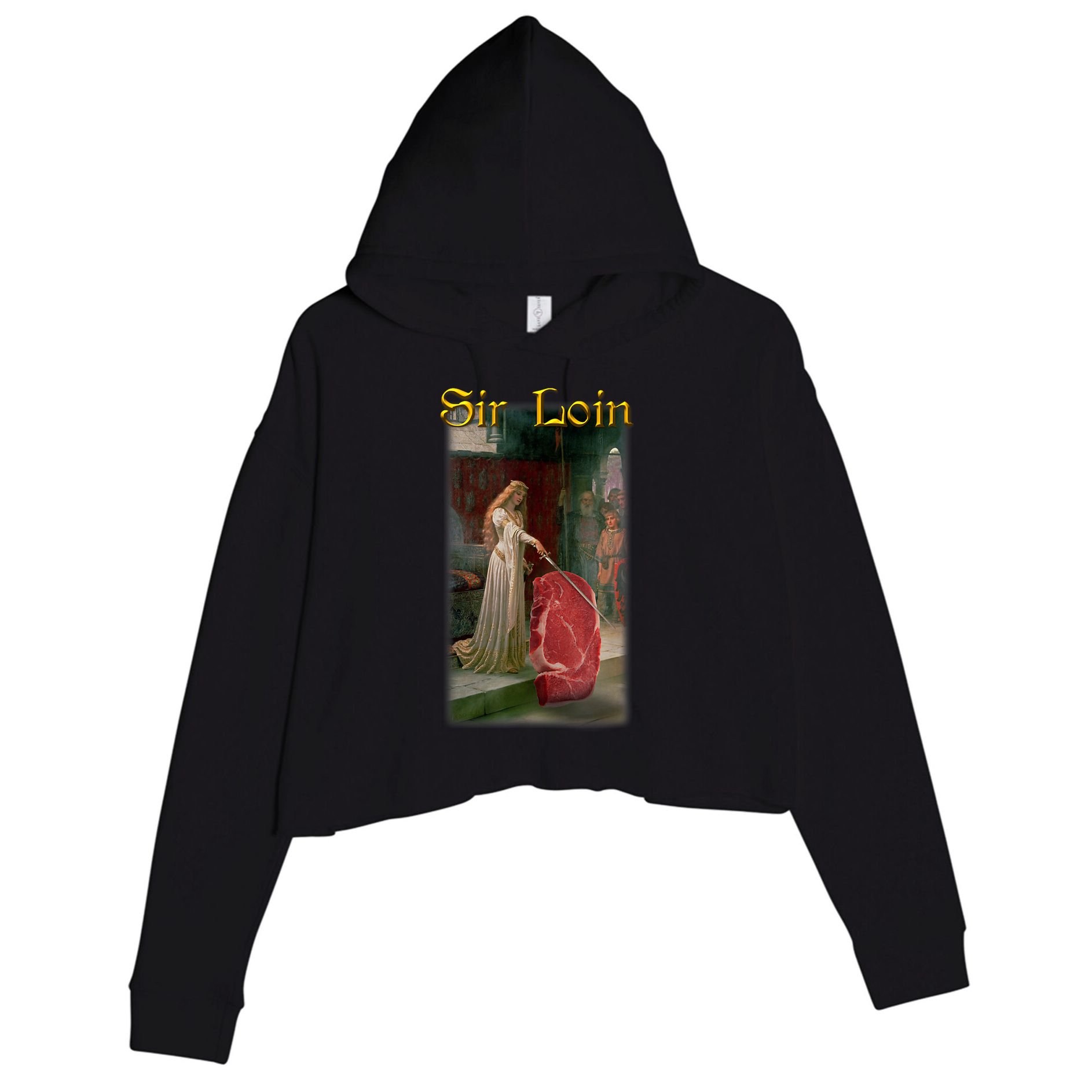 Sir Loin Funny Sirloin Steak Joke Medieval Accolade Art Crop Fleece Hoodie
