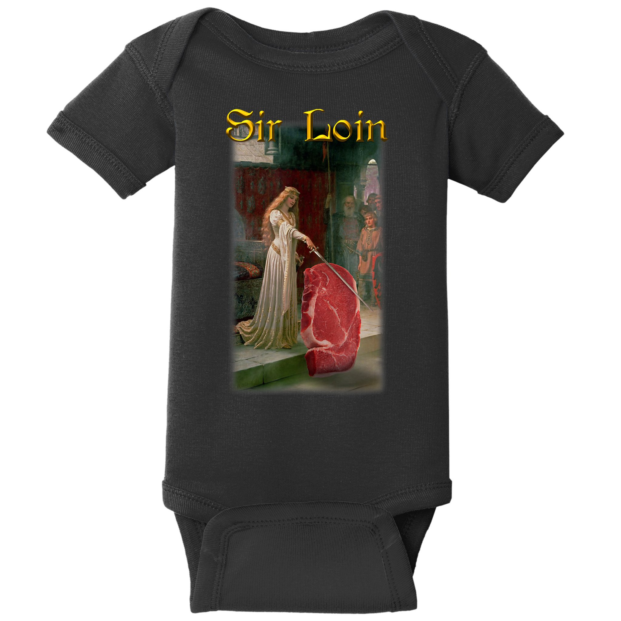 Sir Loin Funny Sirloin Steak Joke Medieval Accolade Art Baby Bodysuit