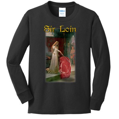 Sir Loin Funny Sirloin Steak Joke Medieval Accolade Art Kids Long Sleeve Shirt