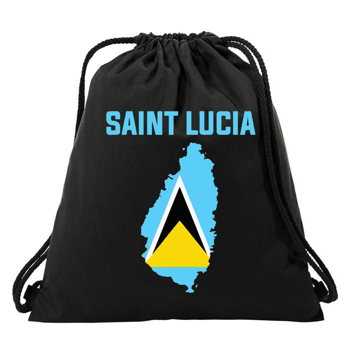 Saint Lucian Flag Inside Map Of Saint Lucia Drawstring Bag