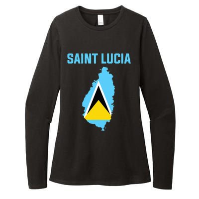 Saint Lucian Flag Inside Map Of Saint Lucia Womens CVC Long Sleeve Shirt