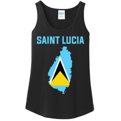 Saint Lucian Flag Inside Map Of Saint Lucia Ladies Essential Tank