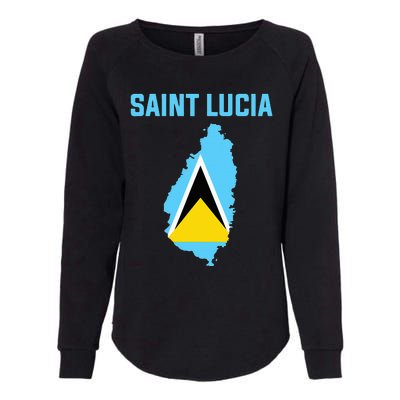 Saint Lucian Flag Inside Map Of Saint Lucia Womens California Wash Sweatshirt