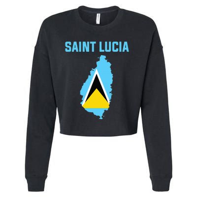 Saint Lucian Flag Inside Map Of Saint Lucia Cropped Pullover Crew