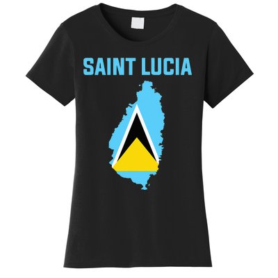 Saint Lucian Flag Inside Map Of Saint Lucia Women's T-Shirt