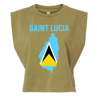 Saint Lucian Flag Inside Map Of Saint Lucia Garment-Dyed Women's Muscle Tee