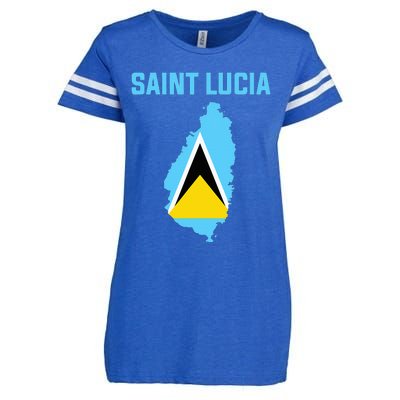 Saint Lucian Flag Inside Map Of Saint Lucia Enza Ladies Jersey Football T-Shirt