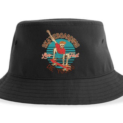 Skateboarding Live Fast Die Young Sustainable Bucket Hat