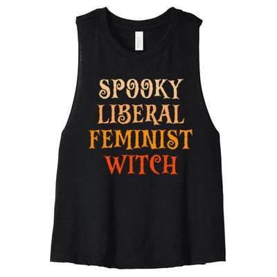 Spooky Liberal Feminist Witch Spooky Librarian Halloween Women's Racerback Cropped Tank