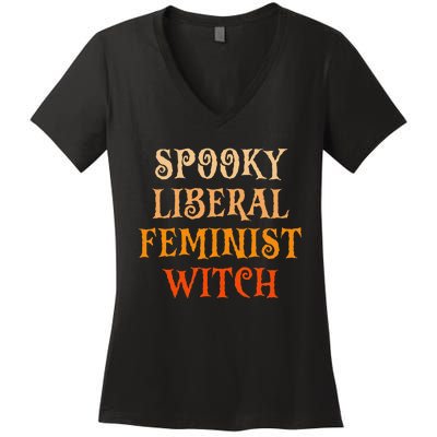 Spooky Liberal Feminist Witch Spooky Librarian Halloween Women's V-Neck T-Shirt