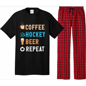 S Lover Funny Coffee Hockey Beer Repeat Novelty Gift Pajama Set