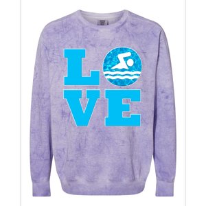 Swim Love Funny Gift For Swimmers And Swimming Coaches Cute Gift Colorblast Crewneck Sweatshirt