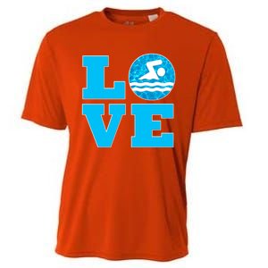 Swim Love Funny Gift For Swimmers And Swimming Coaches Cute Gift Cooling Performance Crew T-Shirt