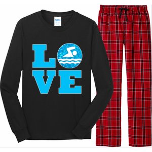 Swim Love Funny Gift For Swimmers And Swimming Coaches Cute Gift Long Sleeve Pajama Set