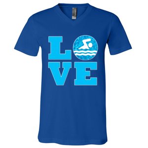 Swim Love Funny Gift For Swimmers And Swimming Coaches Cute Gift V-Neck T-Shirt