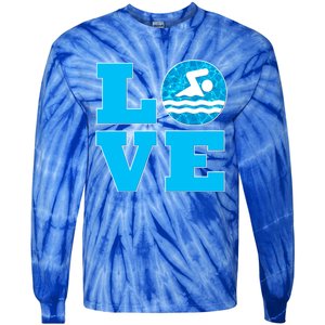 Swim Love Funny Gift For Swimmers And Swimming Coaches Cute Gift Tie-Dye Long Sleeve Shirt