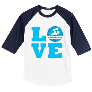 Swim Love Funny Gift For Swimmers And Swimming Coaches Cute Gift Baseball Sleeve Shirt