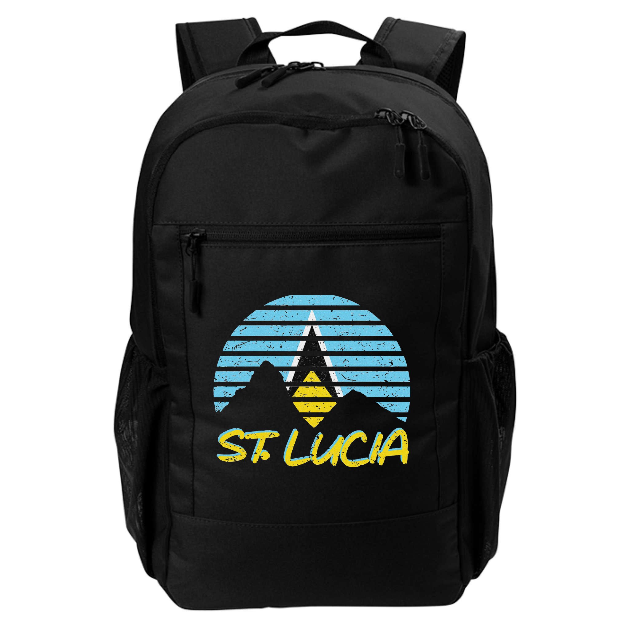 St. Lucia Flag Sunset Pitons Patriotic Vintage Souvenir Gift Backpack