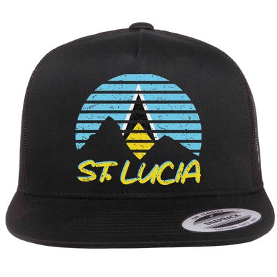 St. Lucia Flag Sunset Pitons Patriotic Vintage Souvenir Gift Flatbill Hat