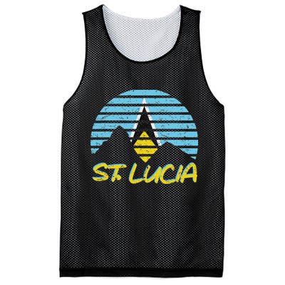 St. Lucia Flag Sunset Pitons Patriotic Vintage Souvenir Gift Mesh Reversible Basketball Jersey Tank