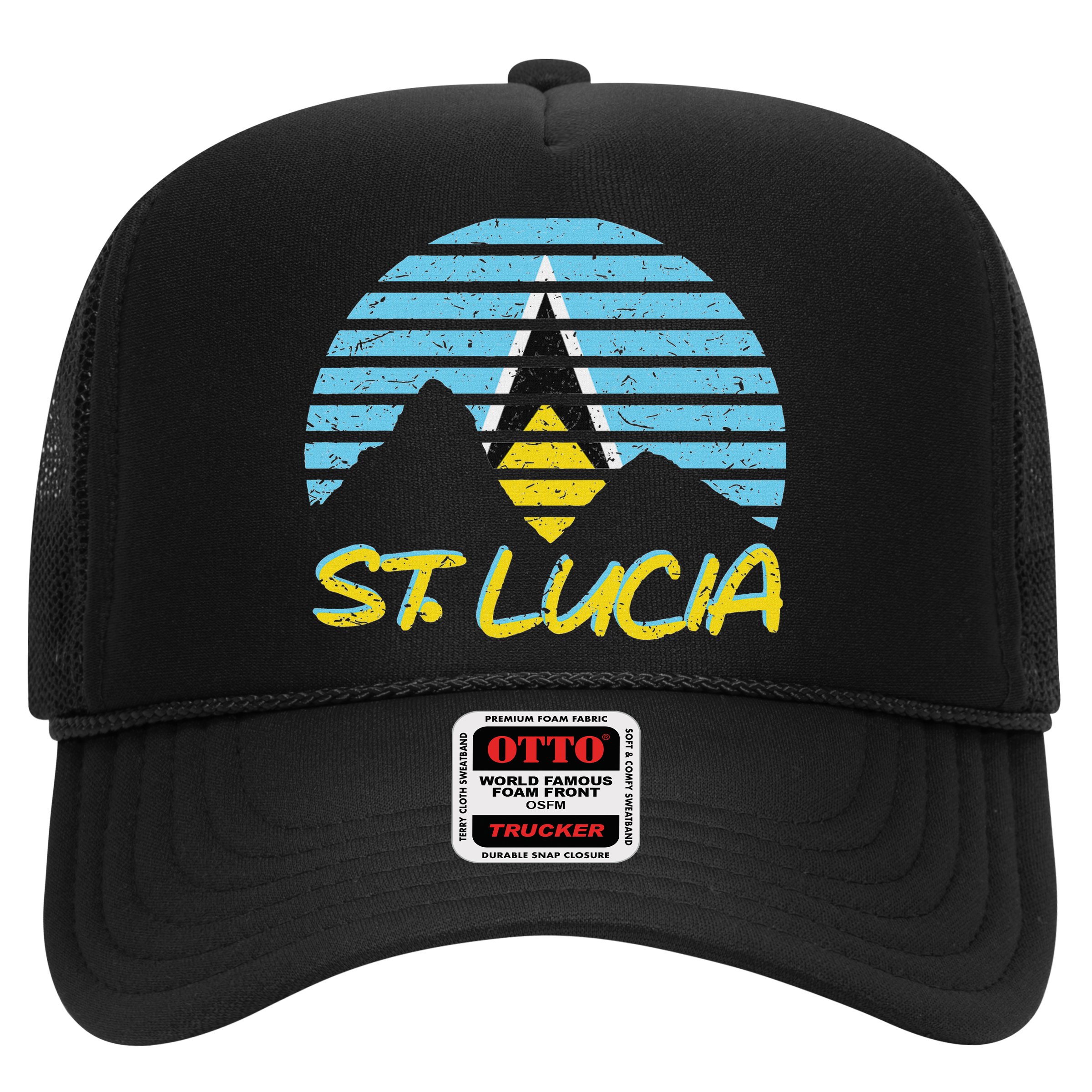 St. Lucia Flag Sunset Pitons Patriotic Vintage Souvenir Gift Hat