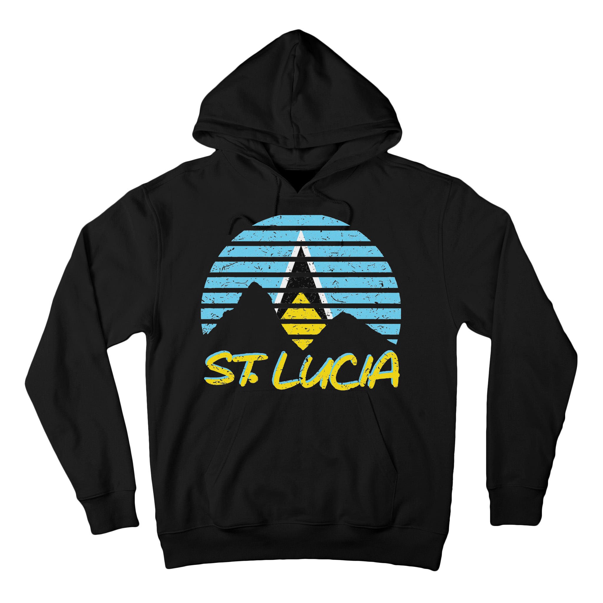 St. Lucia Flag Sunset Pitons Patriotic Vintage Souvenir Gift Tall Hoodie