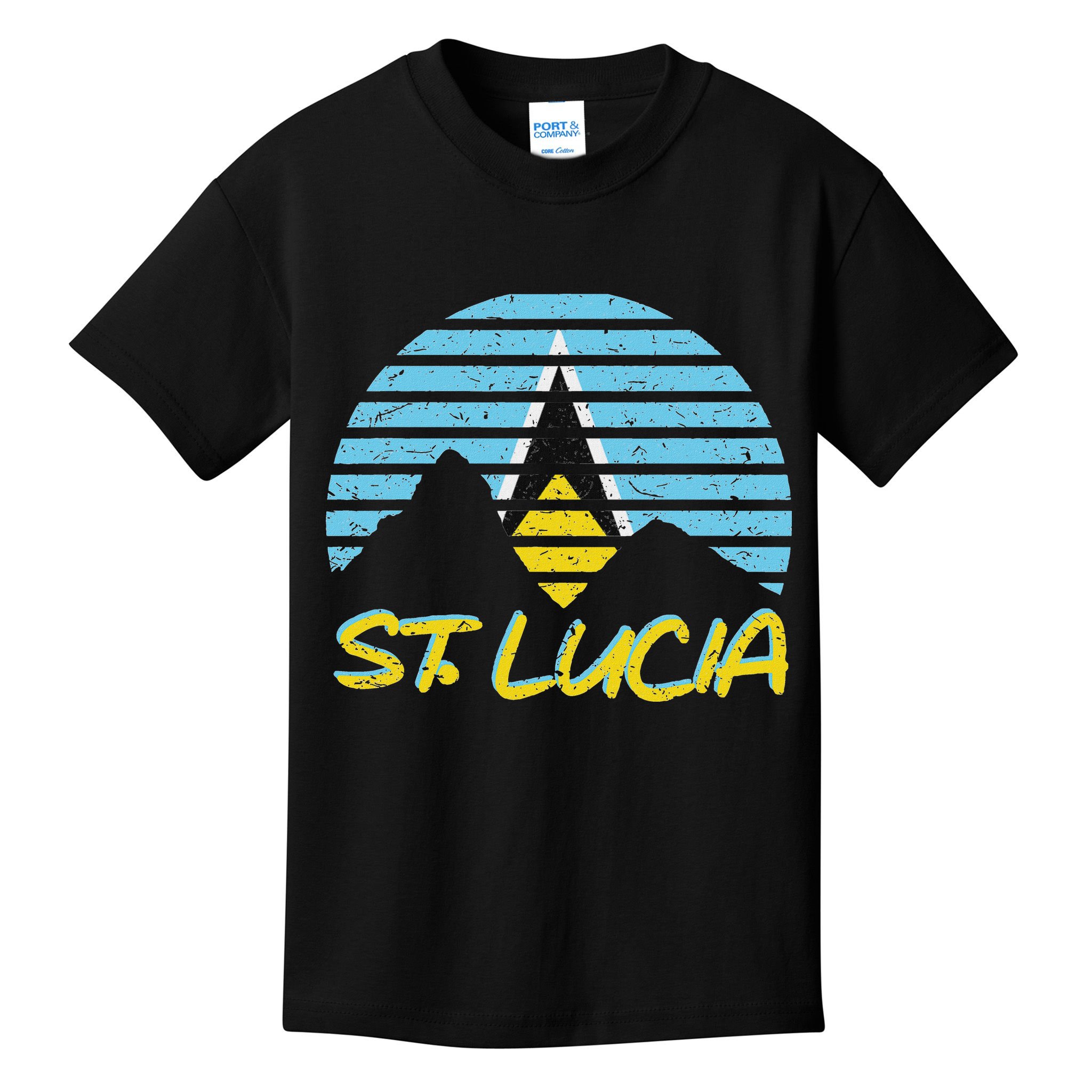 St. Lucia Flag Sunset Pitons Patriotic Vintage Souvenir Gift Kids T-Shirt